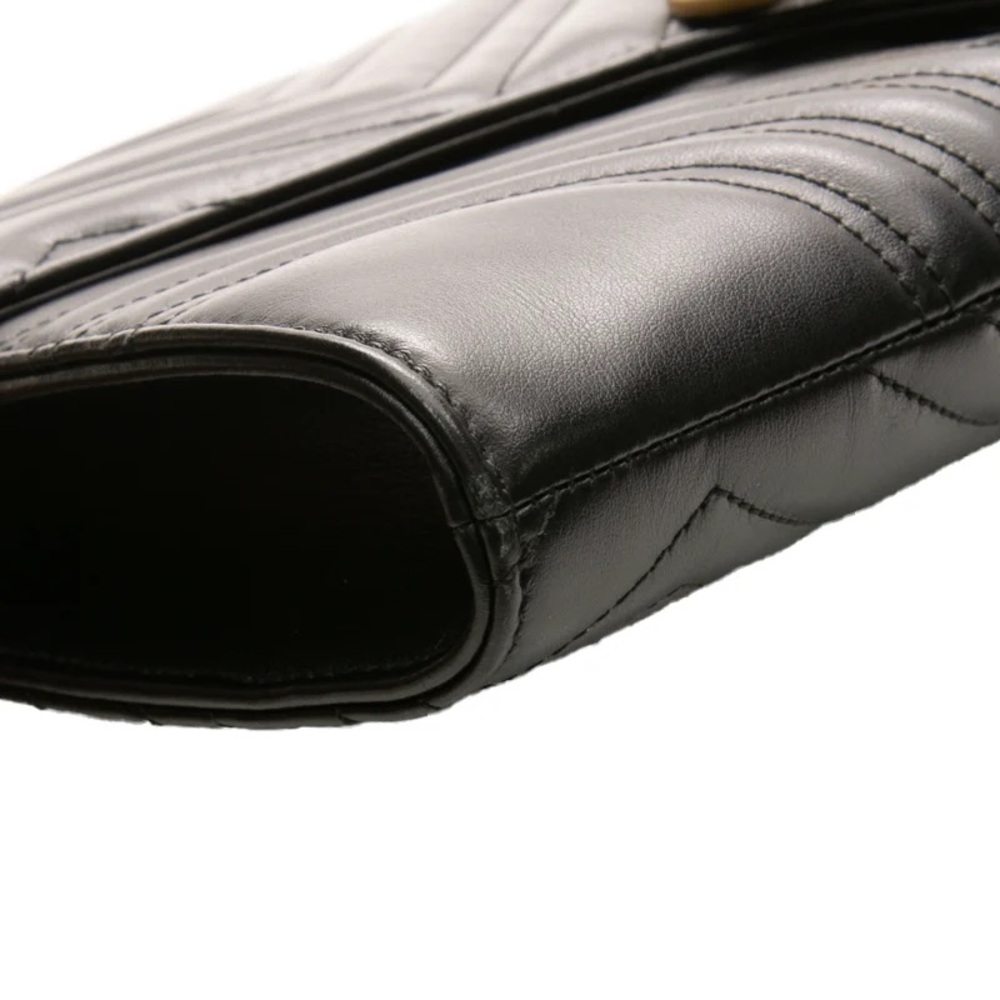 Gucci GG Marmont Matelasse Chevron Flap Envelope Clutch Large Black - Picture 7 of 16